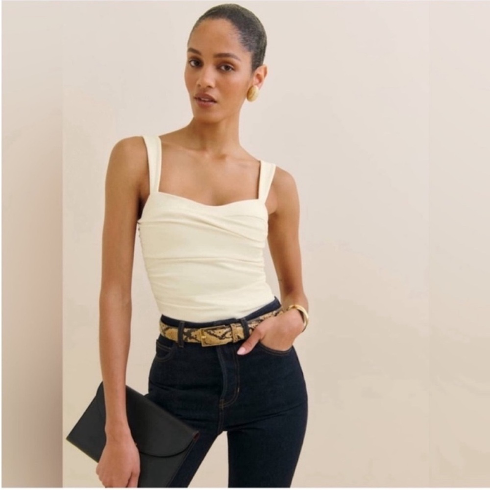Reformation Trish Knit Top in Fior Di Latte